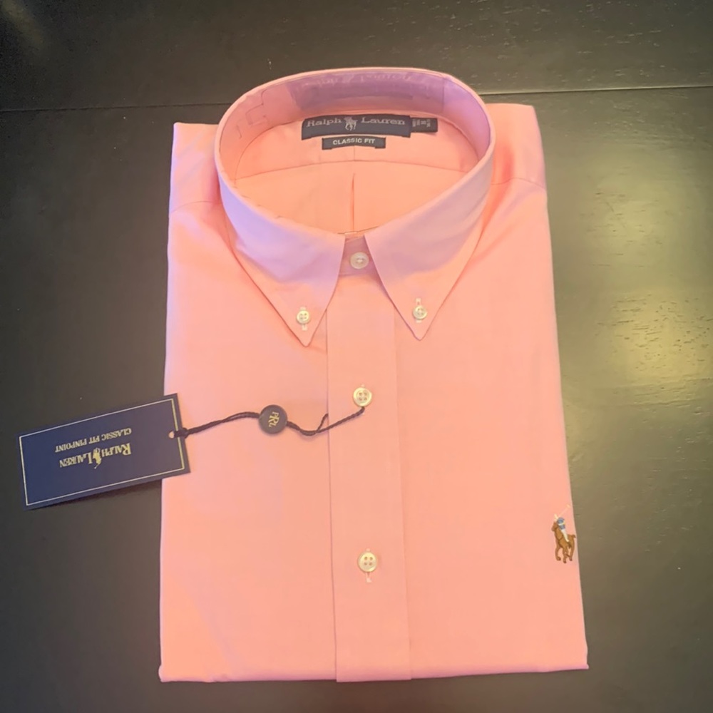 Ralph Lauren button down shirt. Pink. NWT Size: 16-34/35